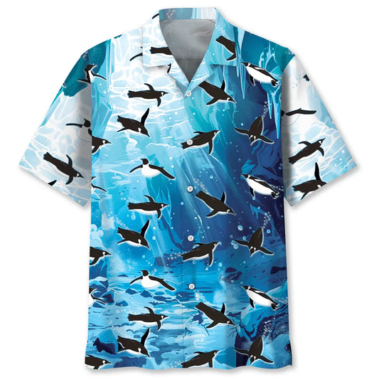 Hawaiian Shirt / Adults / S Penguin Ice Under Water Hawaiian Shirt
