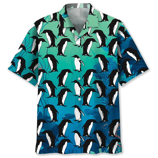 Hawaiian Shirt / Adults / S Penguins Ocean Hawaiian Shirt