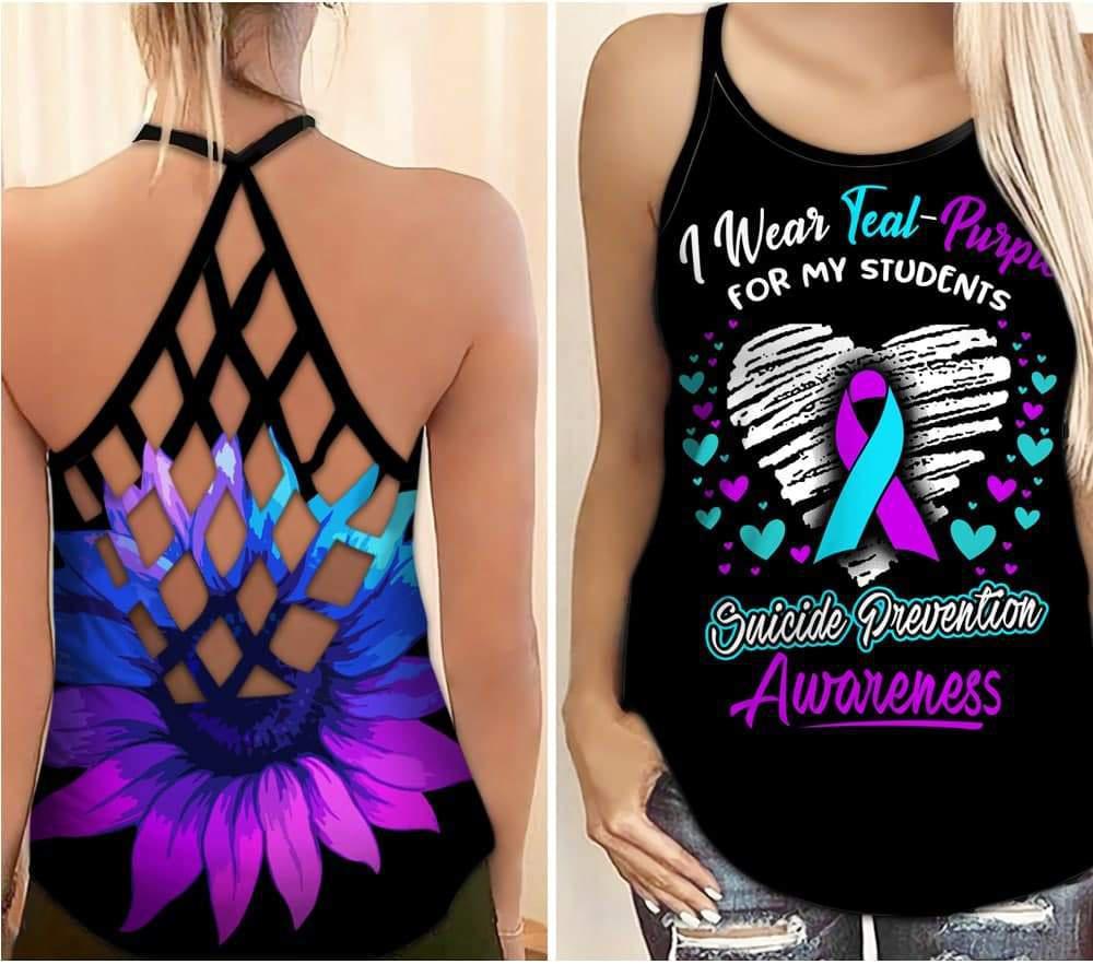 Suicide Awareness Wear Teal Purple For Students – Hollow Tank Top