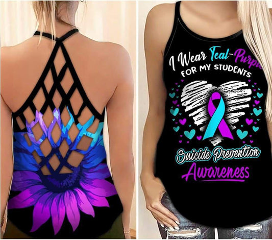Suicide Awareness Wear Teal Purple For Students – Hollow Tank Top