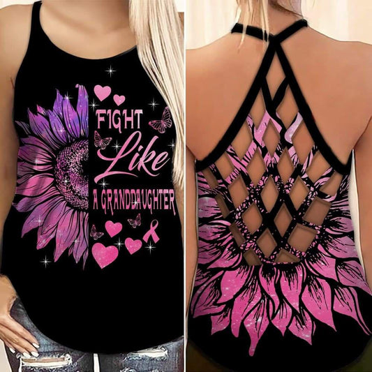 Breast Cancer Awareness Fight Like A Granddaughter – Hollow Tank Top