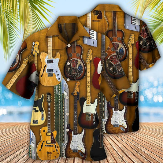 Vintage Guitar Minimal Music Style – Hawaiian Shirt