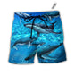 Beach Short / Adults / S Whale Style In Blue Ocean - Beach Short - Owls Matrix LTD