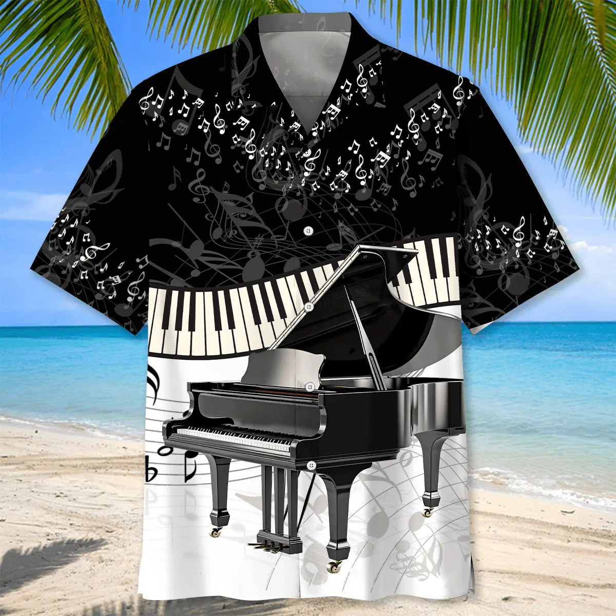 Piano Black &amp; White Hawaiian Shirt