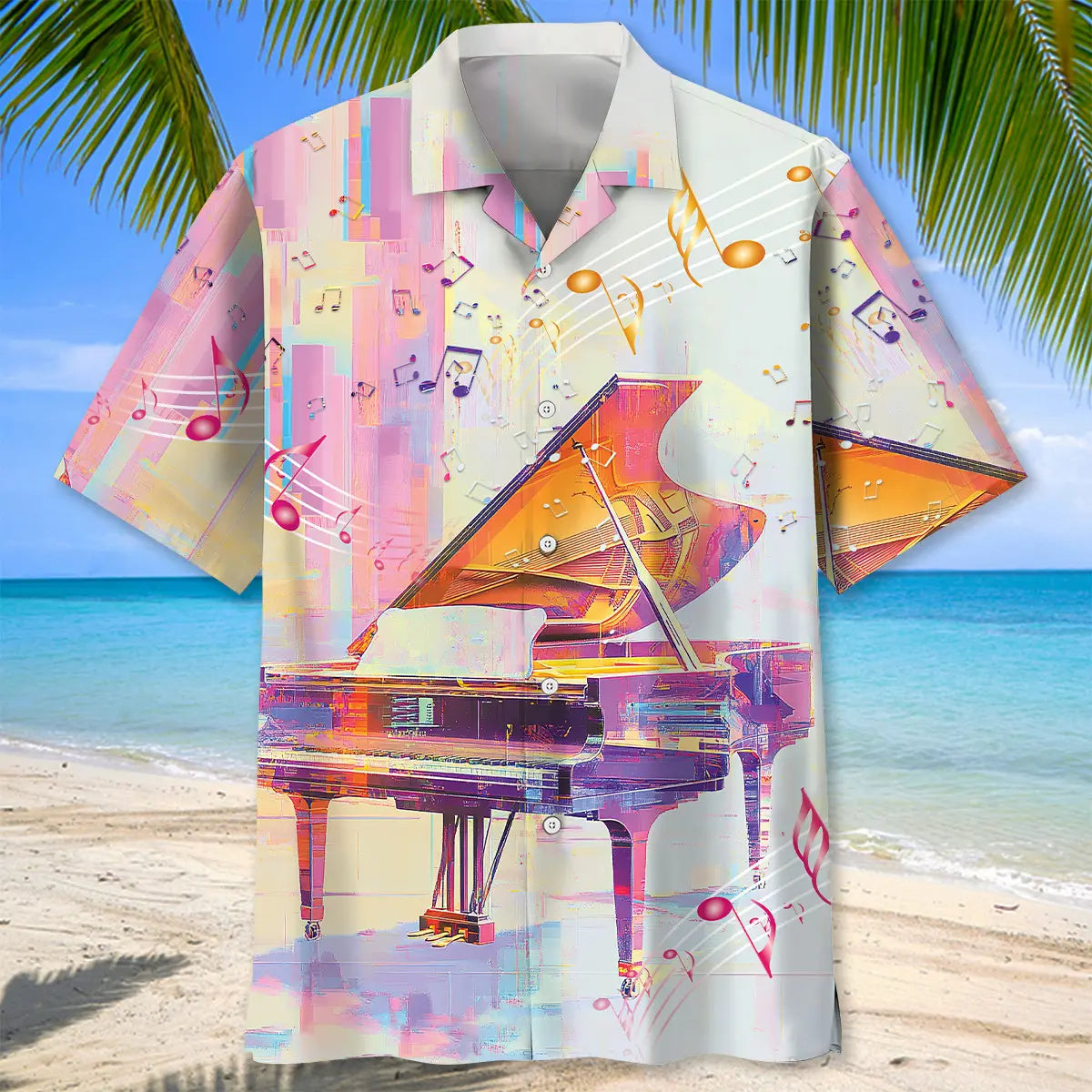 Piano Glitch Art Hawaiian Shirt