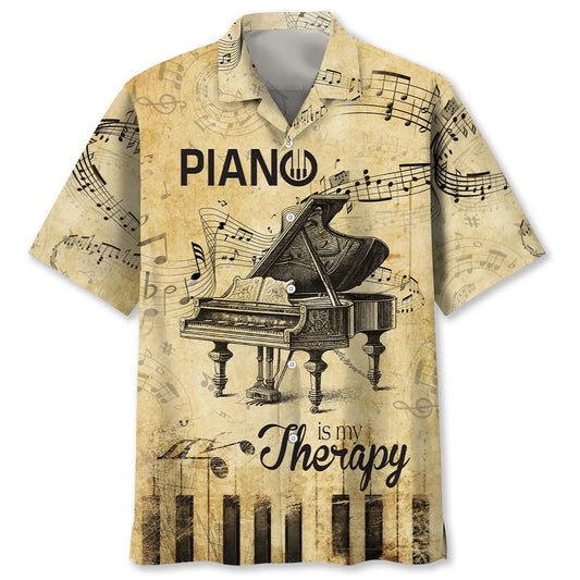 Hawaiian Shirt / Adults / S Piano Is My Therapy Hawaiian Shirt Pocket