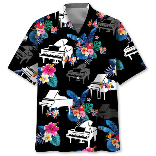 Hawaiian Shirt / Adults / S Piano Tropical Pattern Hawaiian Shirt