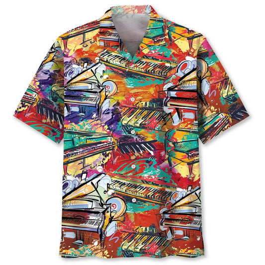 Hawaiian Shirt / Adults / S Piano Watercolor Hawaiian Shirt