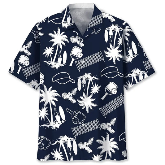 Hawaiian Shirt / Adults / S Pickleball Black Hawaiian Shirt