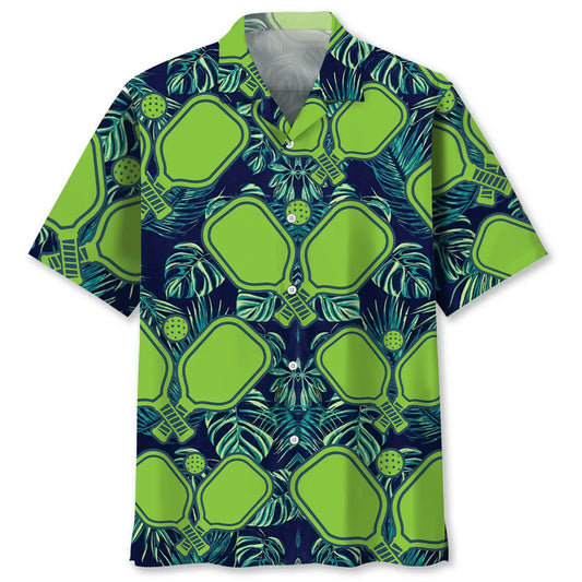 Hawaiian Shirt / Adults / S Pickleball Green Leaves Hawaiian Shirt