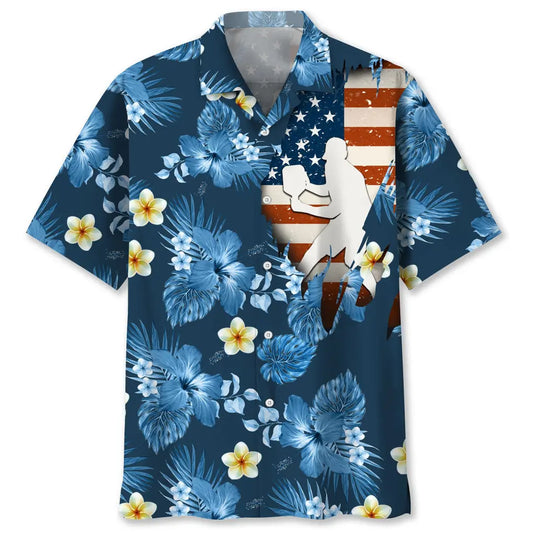 Hawaiian Shirt / Adults / S Pickleball Usa Blue Tropical Hawaiian Shirt