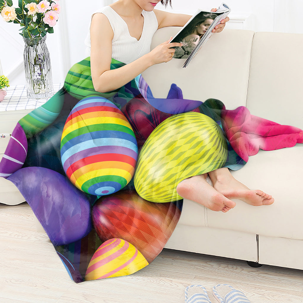 Colorful Easter Egg Pattern Flannel Blanket For Soft Bed Couch And Home Comfort
