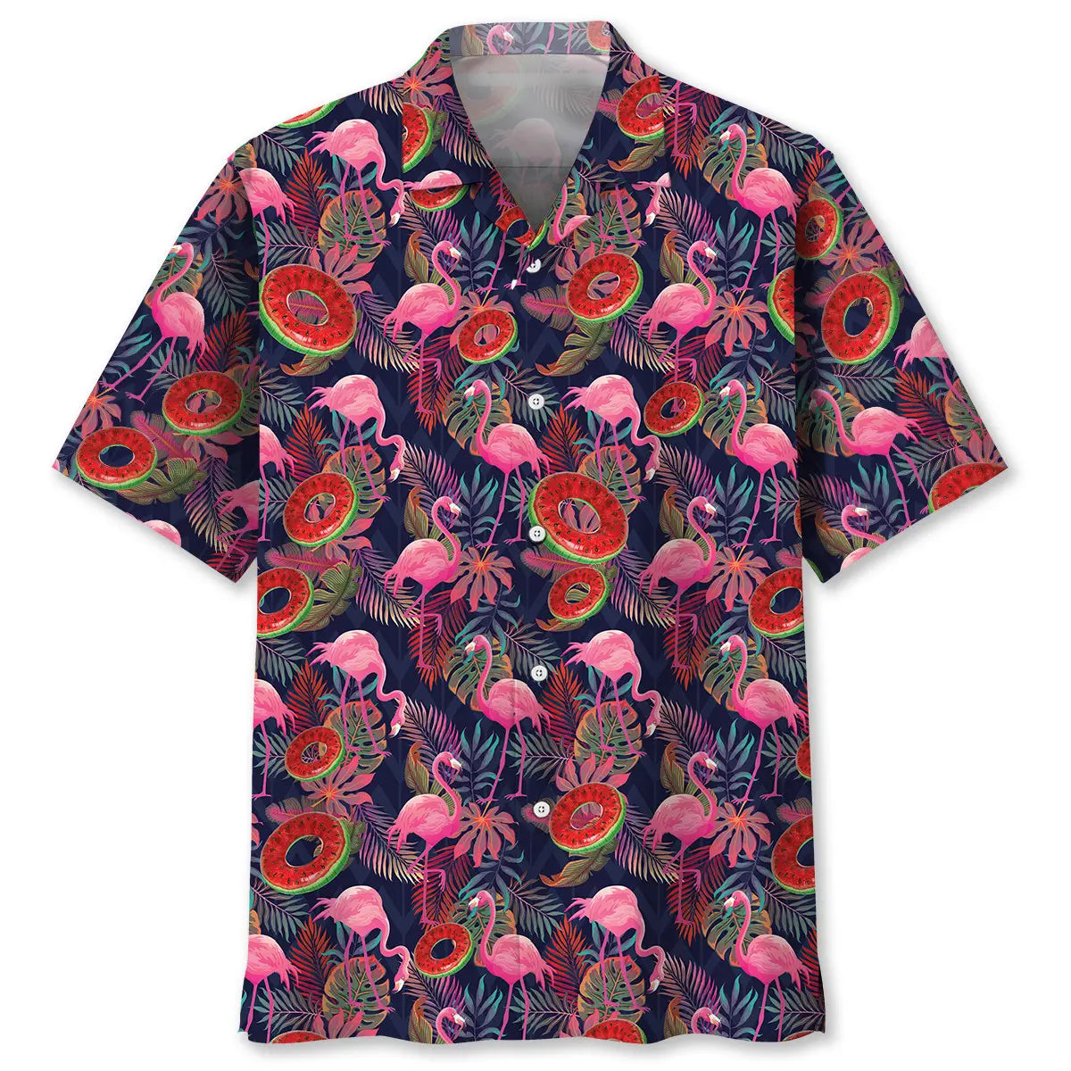 Hawaiian Shirt / Adults / S Pink Flamingo Watermelon Hawaiian Shirt