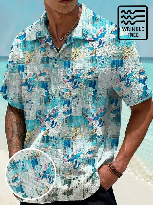 Hawaiian Shirt / Adults / S Plant Flower Men's Button Button Casual Hawaiian Shirt