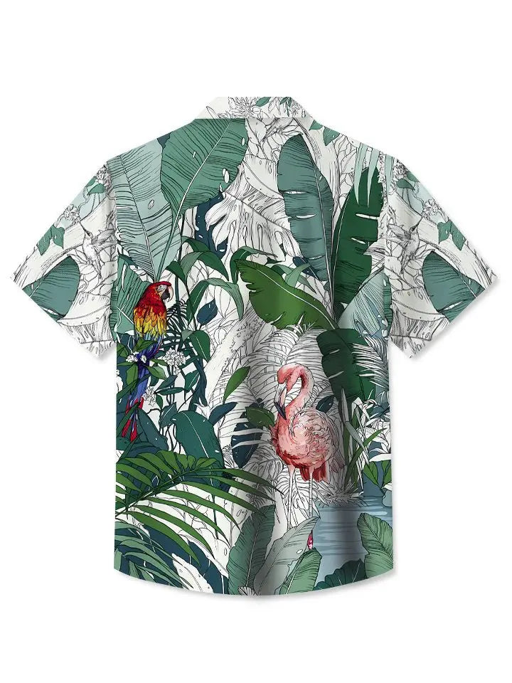 plant flower summer flamingo casual vacation Hawaiian Shirt