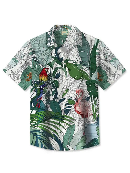 Hawaiian Shirt / Adults / S plant flower summer flamingo casual vacation Hawaiian Shirt