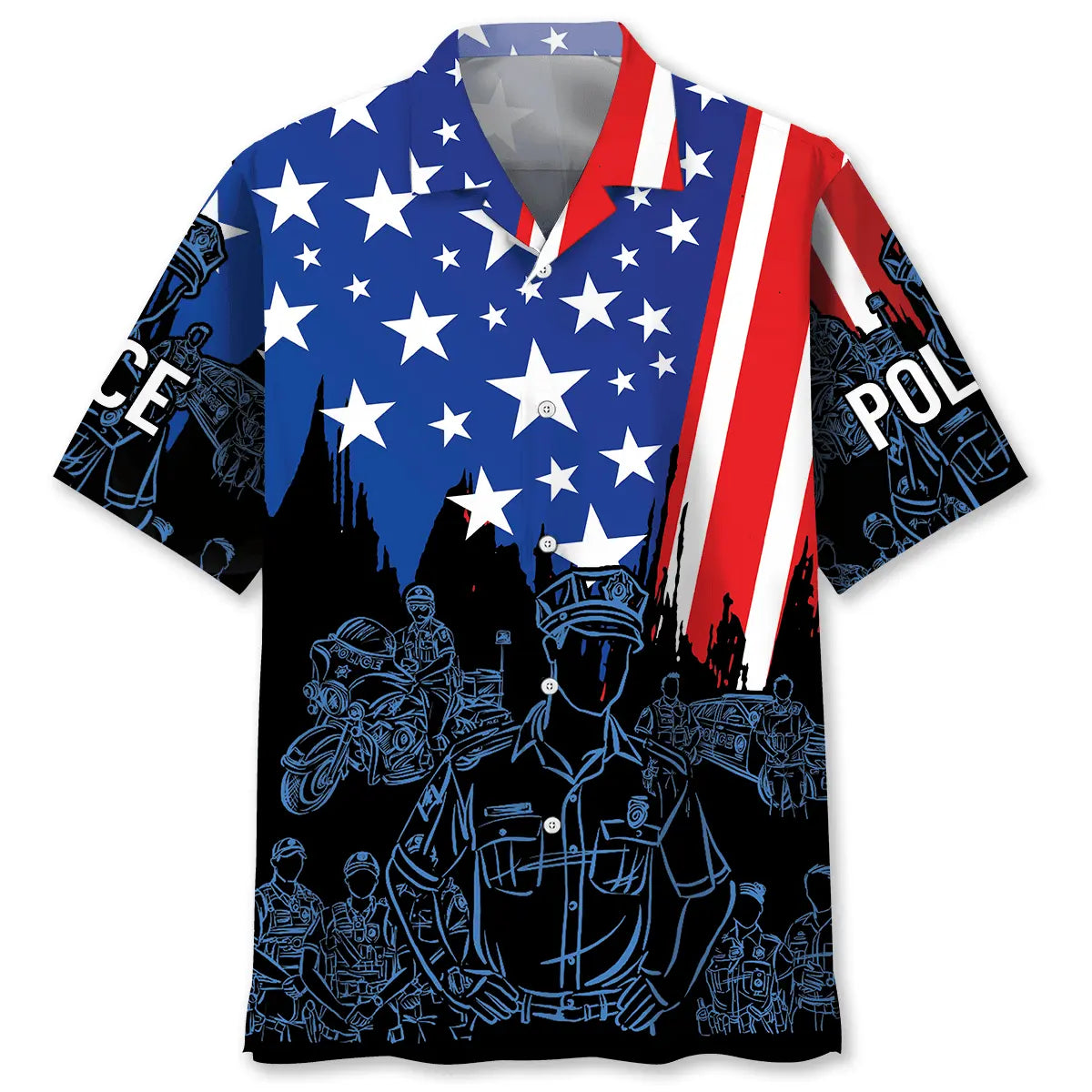 Hawaiian Shirt / Adults / S Police 4th Of July Proud Hawaiian Shirt