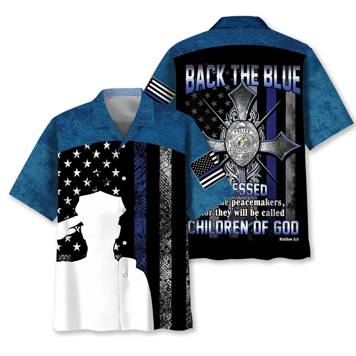 Hawaiian Shirt / Adults / S Police Back The Blue Children Of God Hawaiian Shirt