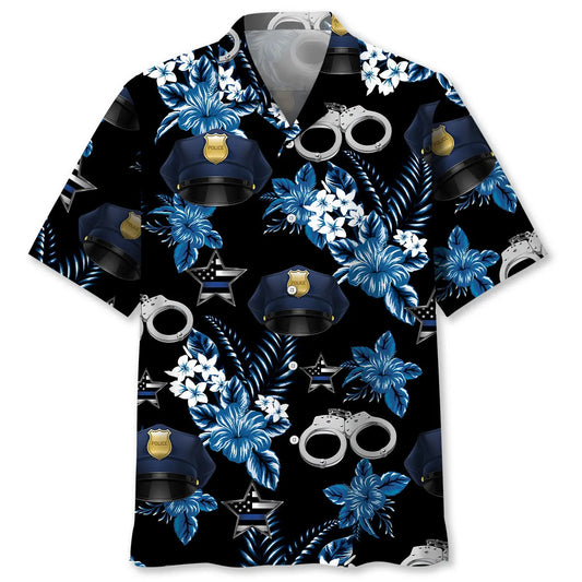 Hawaiian Shirt / Adults / S Police Blue Hawaiian Shirt