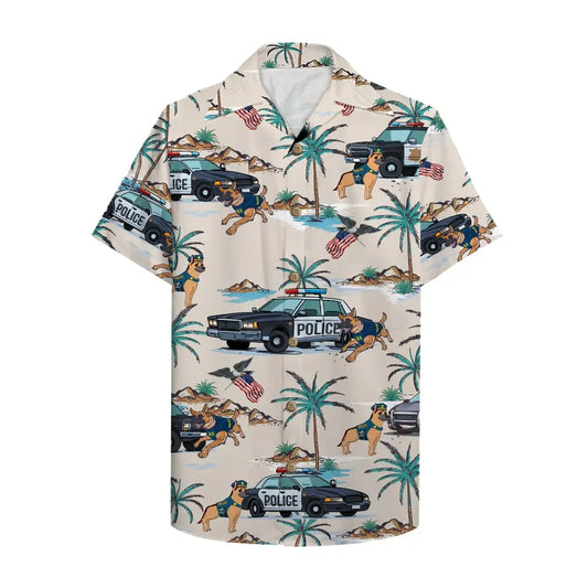 Hawaiian Shirt / Adults / S With Police Car And Police Dog Unisex Hawaiian Shirt Aloha Shirt