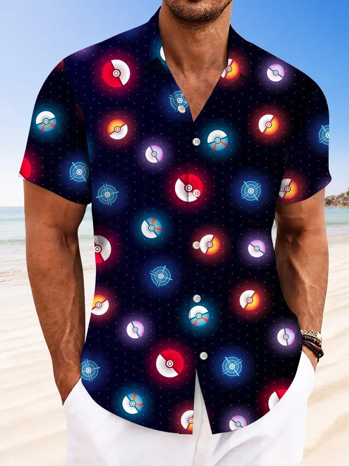 Polka Dot 3D Geometric Stereo Digital Printing Casual Hawaiian Shirt