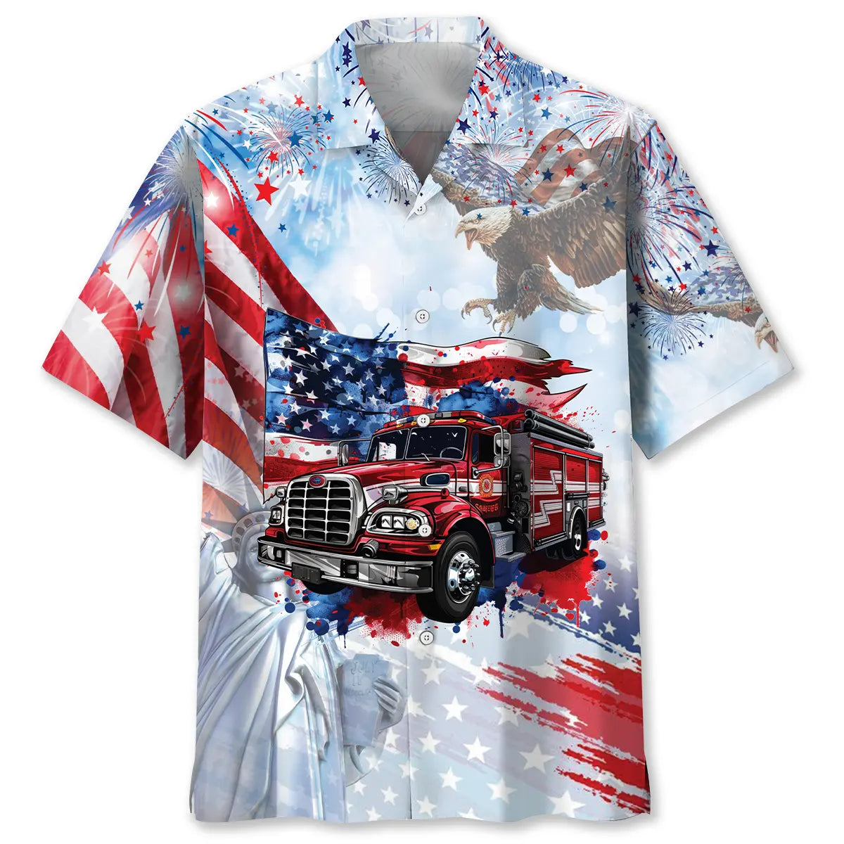 Hawaiian Shirt / Adults / S Proud Fire Truck Hawaiian Shirt