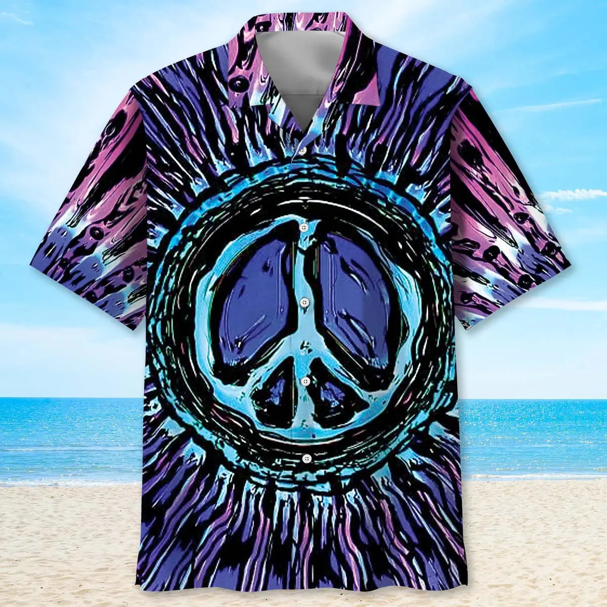 Psychedelic Hippie Peace Symbol Hawaiian Shirt