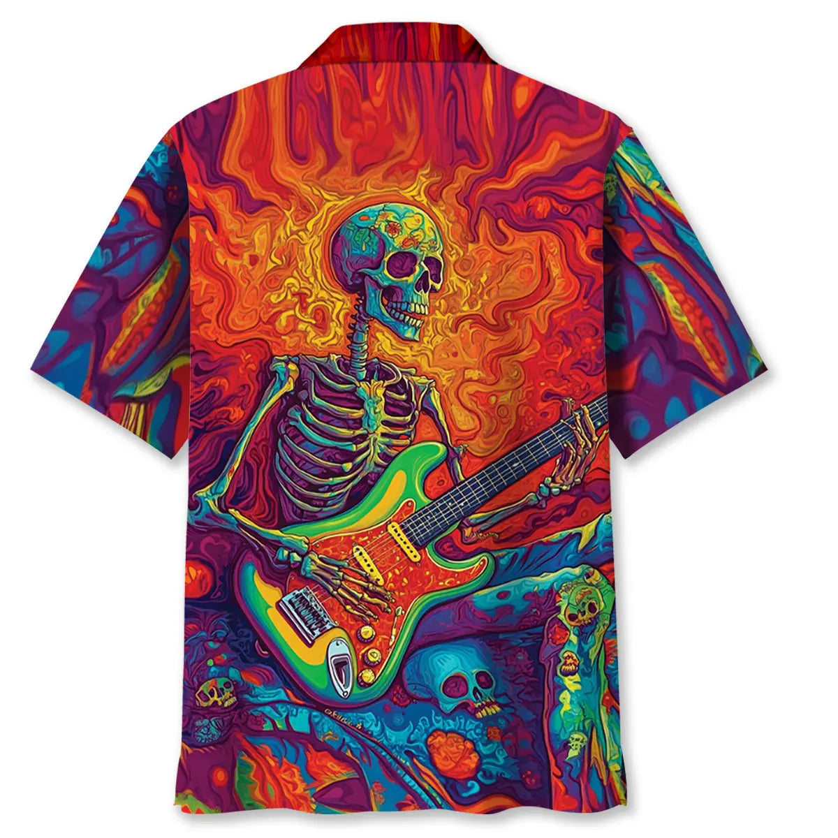 Psychedelic Skull Guitar Hawaiian Shirt