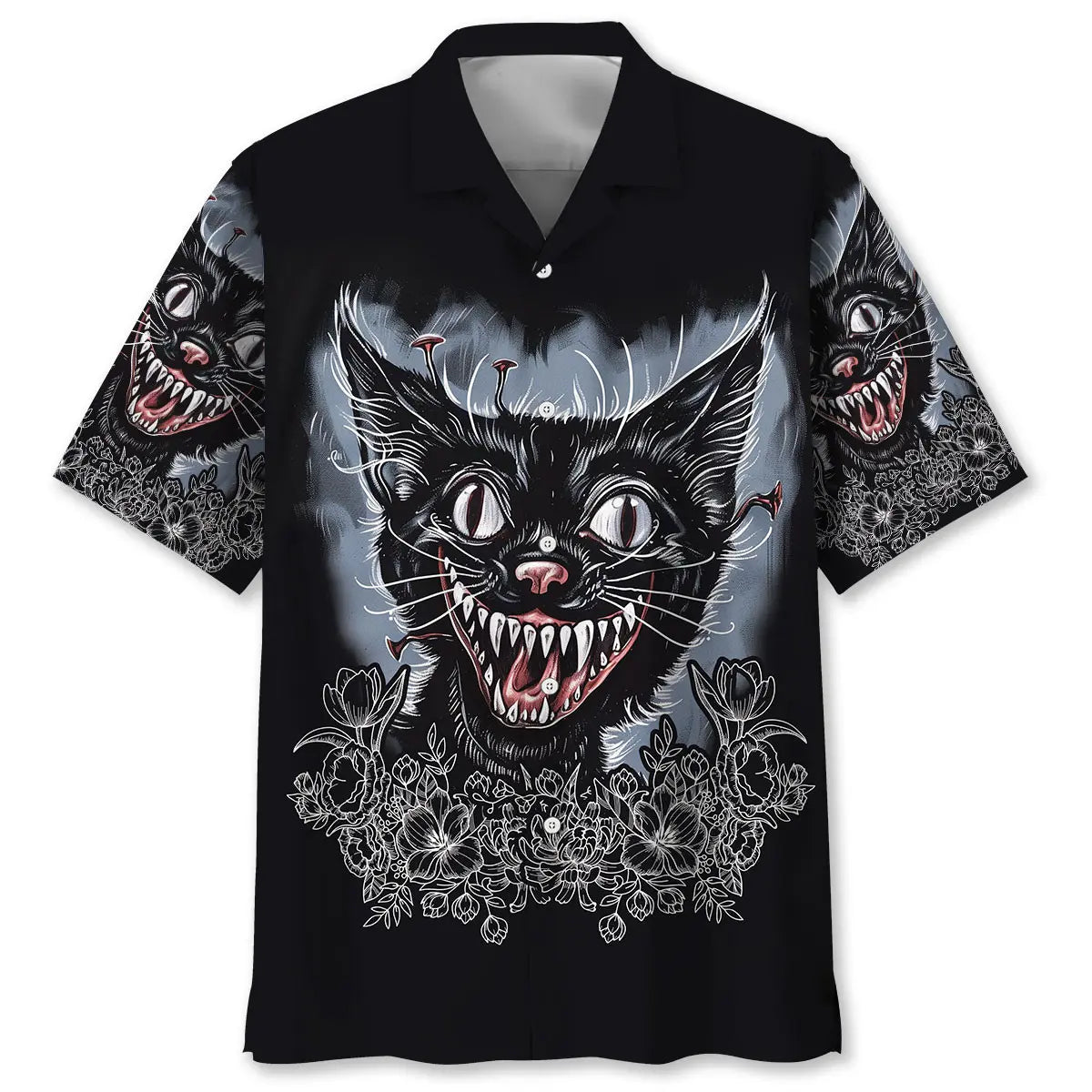 Hawaiian Shirt / Adults / S Psycho Black Cat Hawaiian Shirt