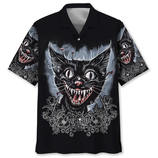 Hawaiian Shirt / Adults / S Psycho Black Cat Hawaiian Shirt