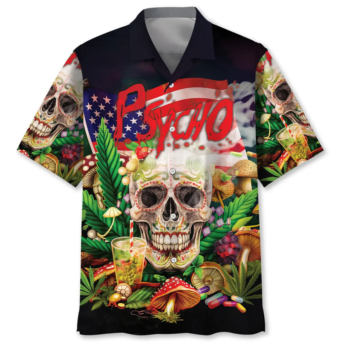 Hawaiian Shirt / Adults / S Psycho Skull Hawaiian Shirt