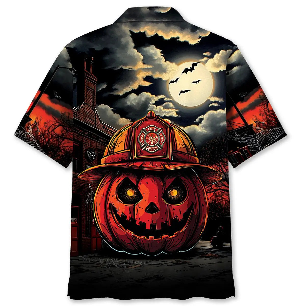 Pumpkin Firefighter Hawaiian Shirt