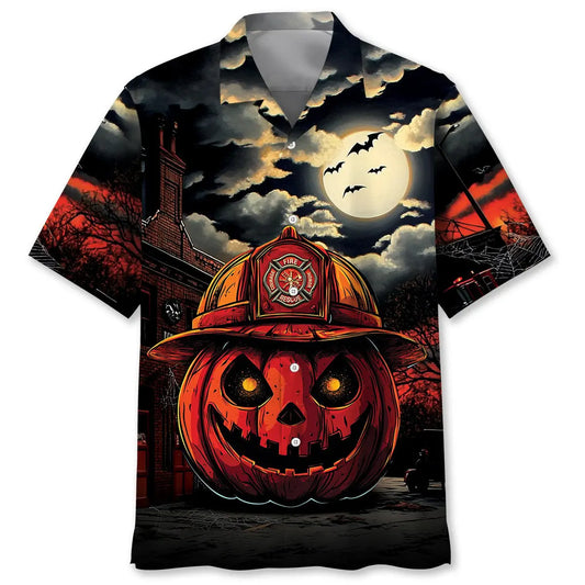 Hawaiian Shirt / Adults / S Pumpkin Firefighter Hawaiian Shirt