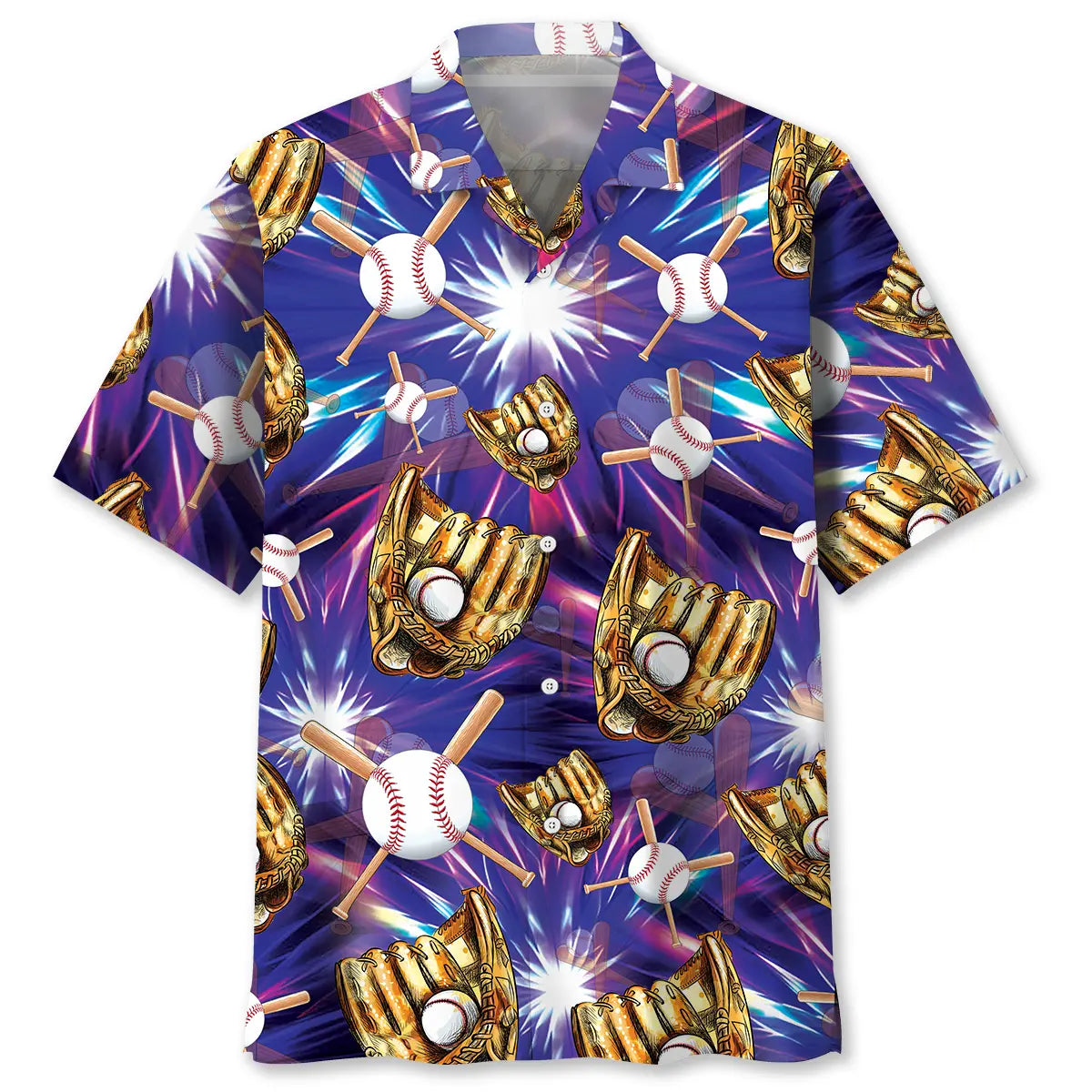 Hawaiian Shirt / Adults / S Purple Baseball Gloves Hawaiian Shirt