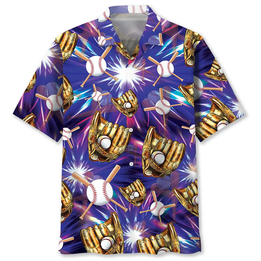 Hawaiian Shirt / Adults / S Purple Baseball Gloves Hawaiian Shirt