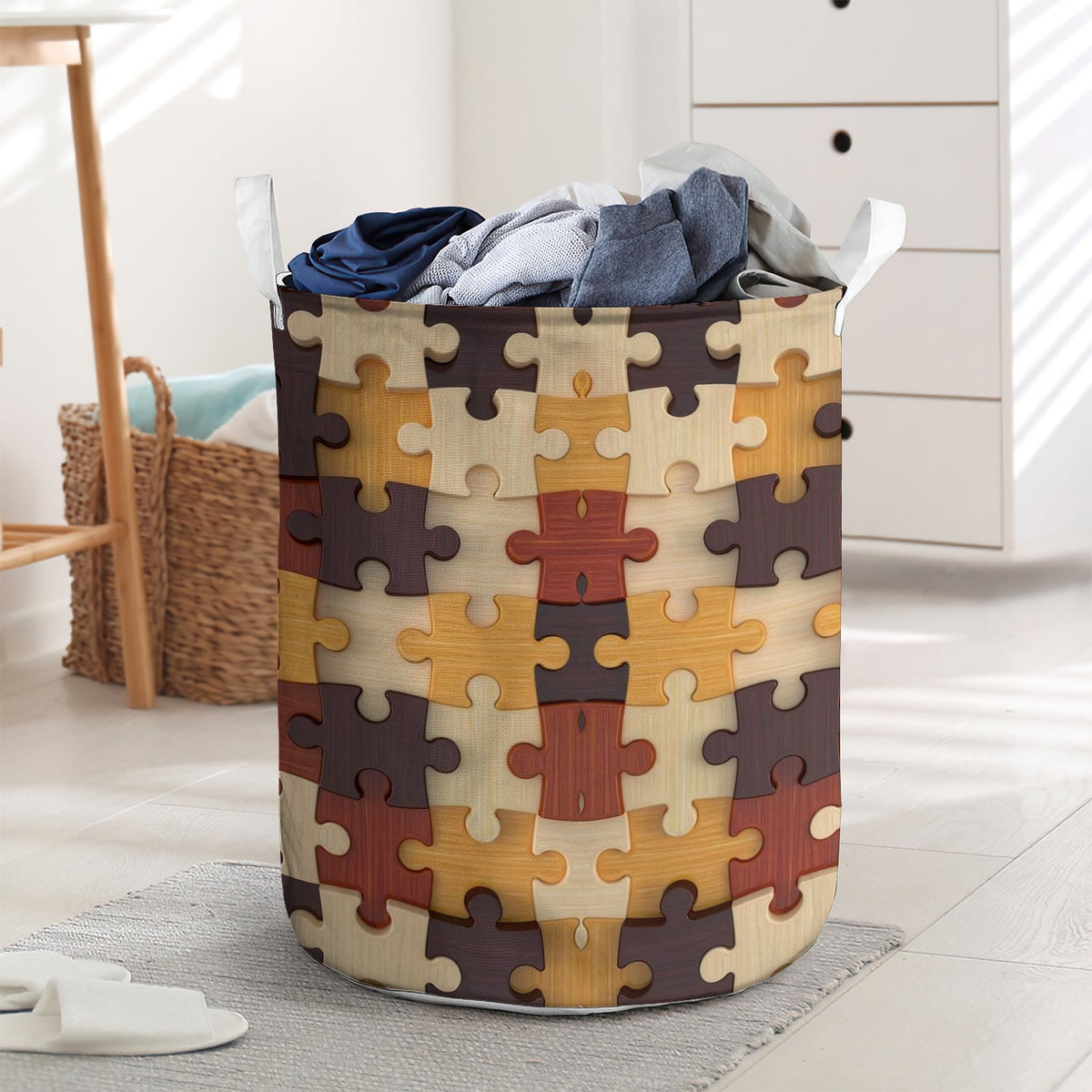 Puzzle pattern basic style - Laundry basket - LAUB05LIN020322-Owls Matrix