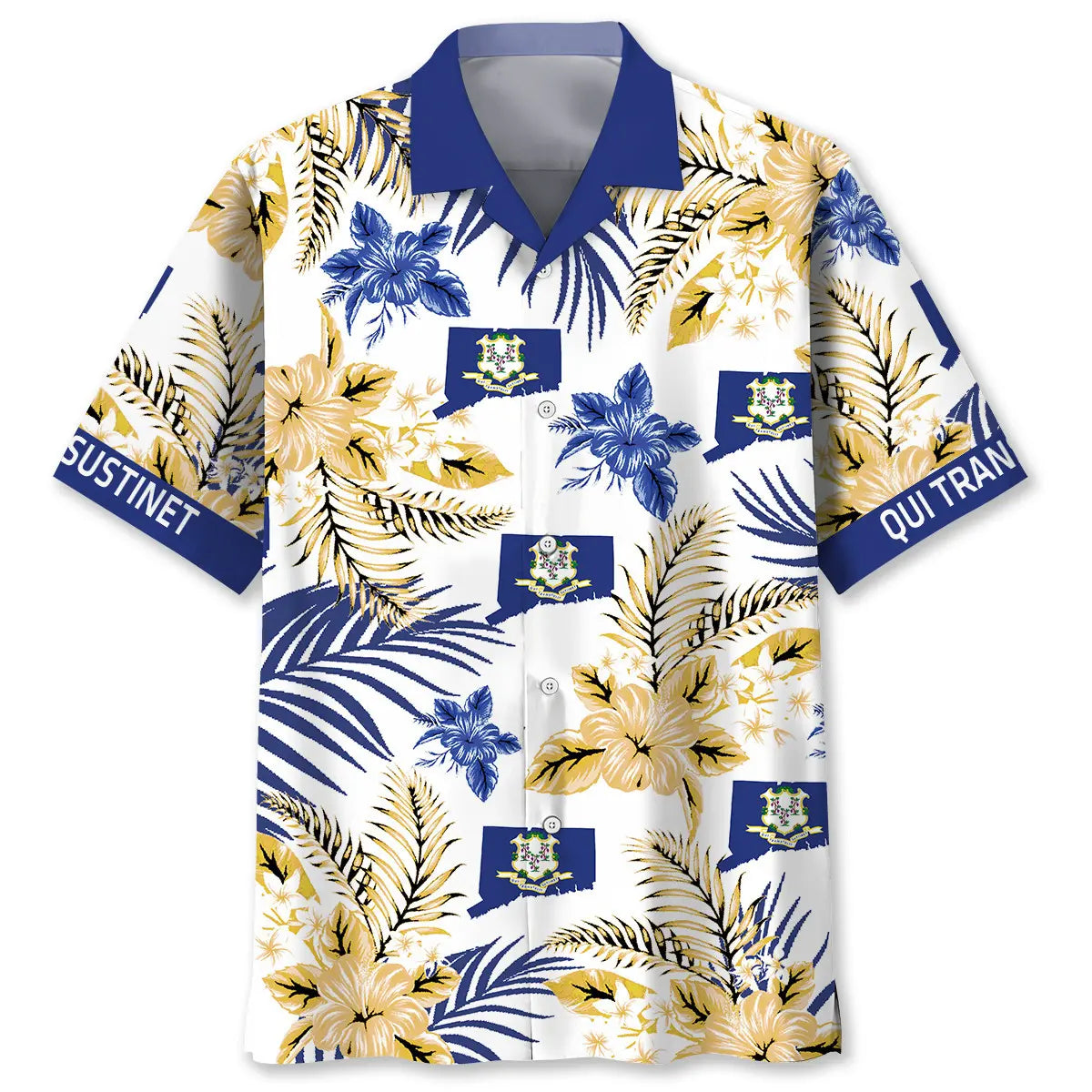Hawaiian Shirt / Adults / S Qui Transtulit Sustinet Connecticut State Proud Hawaiian Shirt