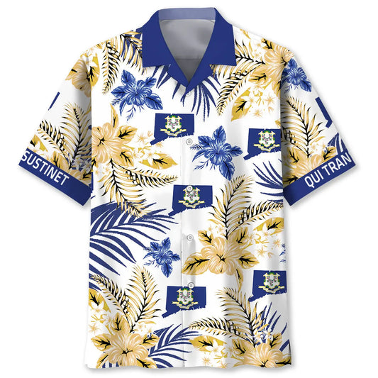Hawaiian Shirt / Adults / S Qui Transtulit Sustinet Connecticut State Proud Hawaiian Shirt