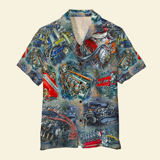 Hawaiian Shirt / Adults / S Racing Car Unisex Hawaiian Shirt Aloha Shirt Summer Vibe Racing Car Engine Theme