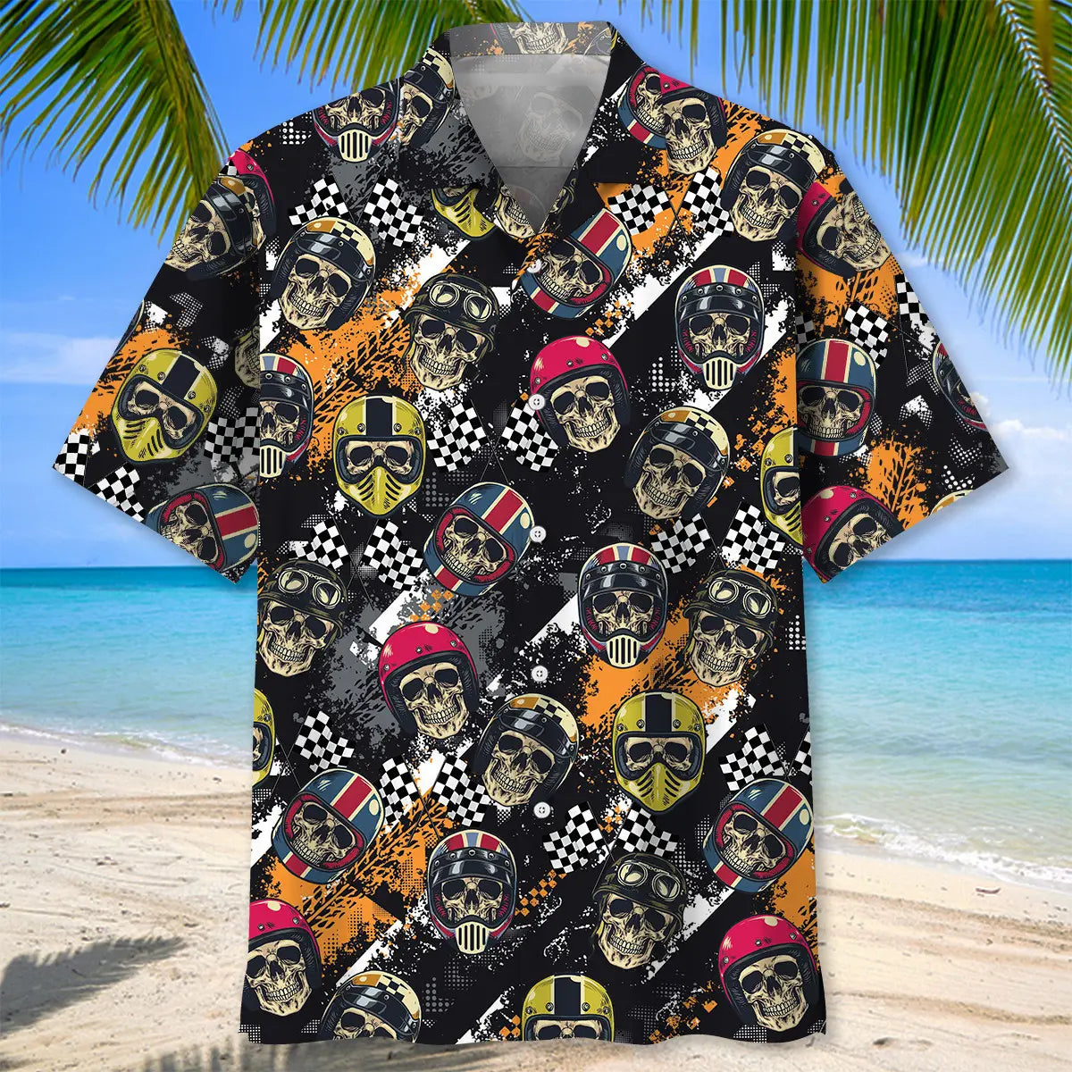 Racing Motorcycle Skull Hawaiian Shirt