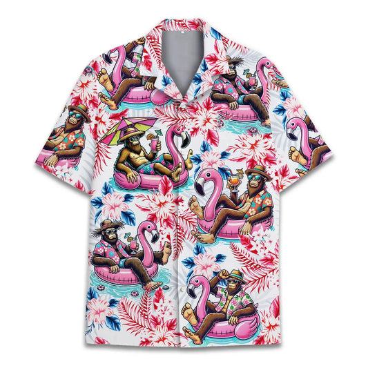 Hawaiian Shirt / Adults / S Tropical Bigfoot Flamingo Unisex Hawaiian Shirt Aloha Shirt
