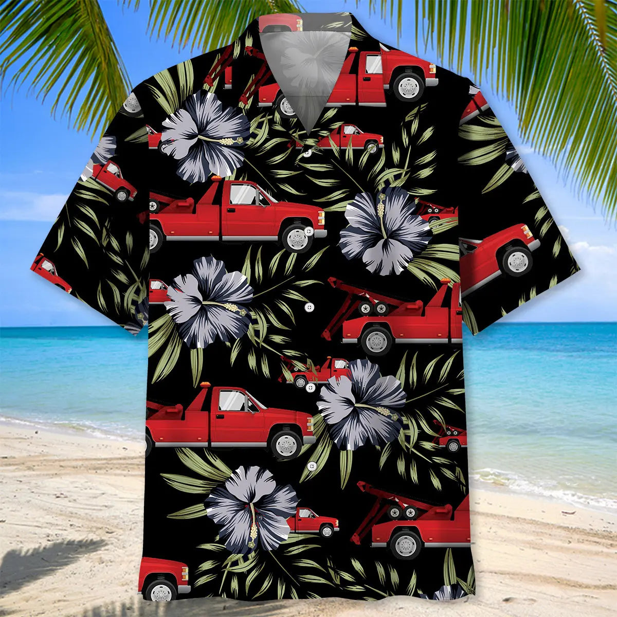 Red Tow Truck Operator Hawaiian Shirt