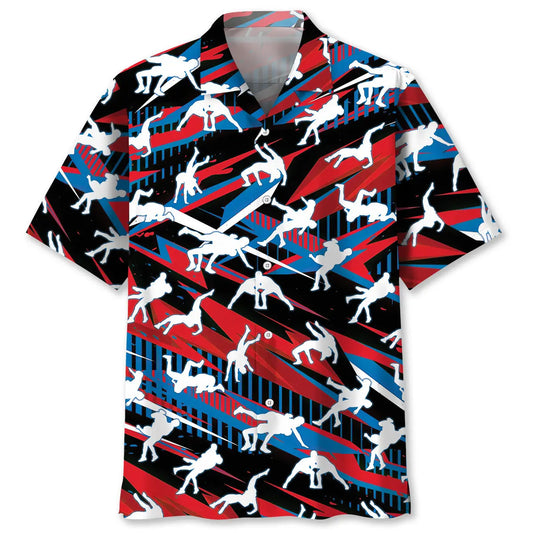 Hawaiian Shirt / Adults / S Red Wrestling Hawaiian Shirt