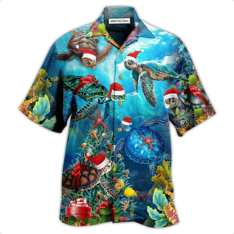 Hawaiian Shirt / Adults / S Turtle Love Christmas And Ocean - Hawaiian Shirt - Reefox
