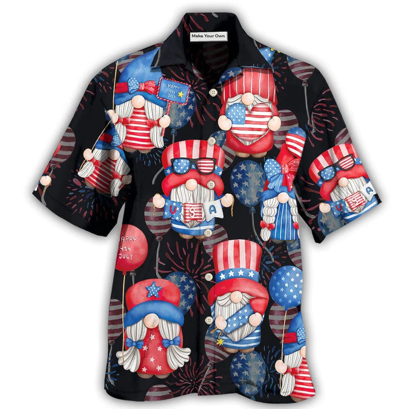 Hawaiian Shirt / Adults / S Gnome America Independence Day Fourth of July - Hawaiian Shirt - Reefox
