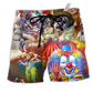 Beach Short / Adults / S Clown Funny Happy With Various Face - Beach Short Reefox - Owls Matrix LTD