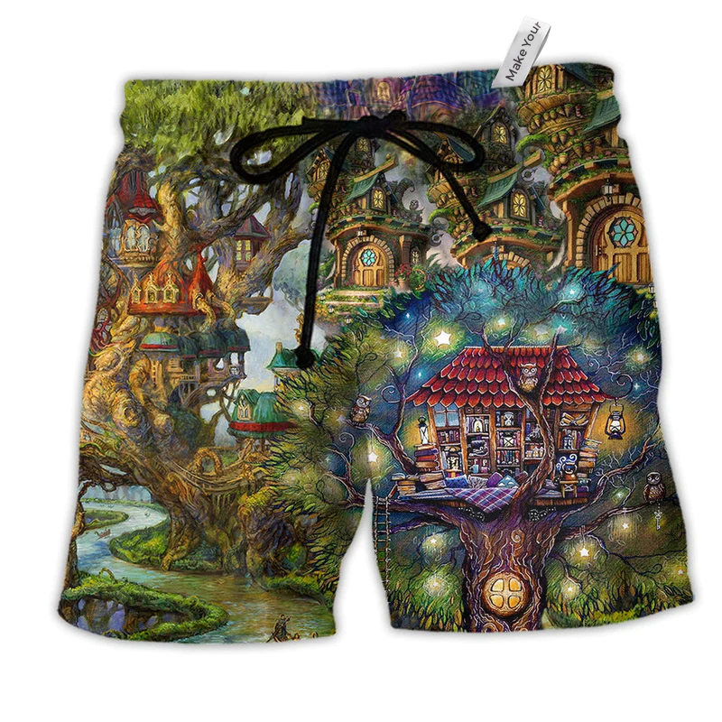 Beach Short / Adults / S Hippie My Dream Treehouse So Awesome - Beach Short Reefox - Owls Matrix LTD