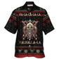 Hawaiian Shirt / Adults / S Viking Valhalla Black And Red Fa La La - Hawaiian Shirt - Reefox