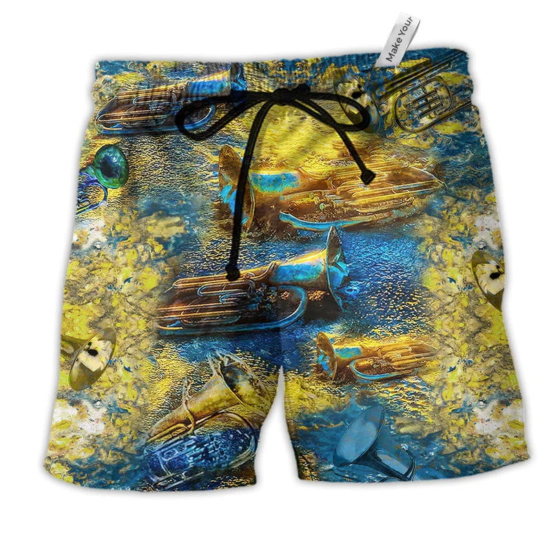 Beach Short / Adults / S Music Love Peace Life With Gold - Beach Short Reefox - Owls Matrix LTD