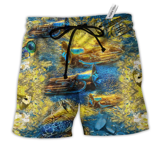 Beach Short / Adults / S Music Love Peace Life With Gold - Beach Short Reefox - Owls Matrix LTD